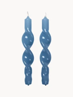 Set di 2 candele da tavolo fatte a mano Twist