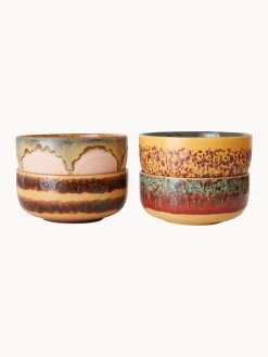 Set di 4 ciotole fatte a mano con smalto reattivo 70's