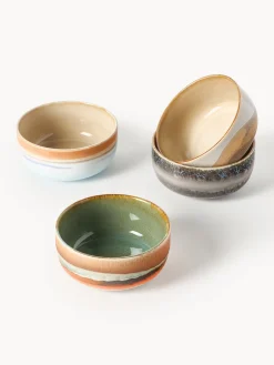 Set di 4 ciotole fatte a mano con smalto reattivo 70's