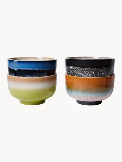 Set di 4 ciotole fatte a mano con smalto reattivo 70's