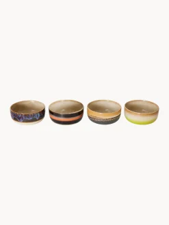Set di 4 ciotole fatte a mano con smalto reattivo 70's