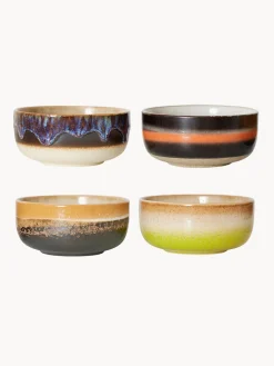 Set di 4 ciotole fatte a mano con smalto reattivo 70's