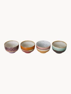 Set di 4 ciotole fatte a mano con smalto reattivo 70's