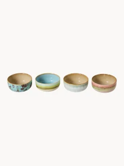 Set di 4 ciotole piccole fatte a mano con smalto reattivo 70's