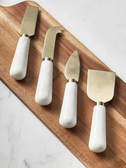 Set di 4 coltelli da formaggio con manico in marmo Agata