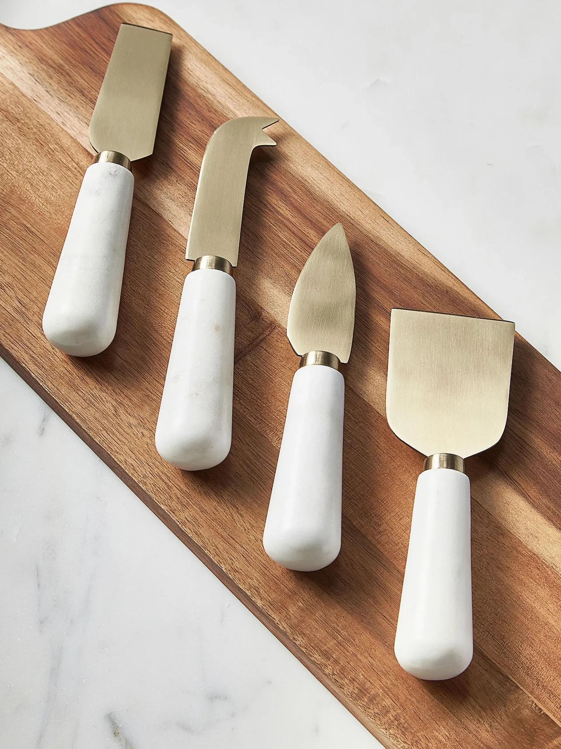 Set di 4 coltelli da formaggio con manico in marmo Agata