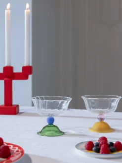 Set di 2 coppe da champagne in vetro soffiato fatto a mano Tulip
