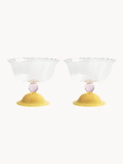 Set di 2 coppe da champagne in vetro soffiato fatto a mano Tulip