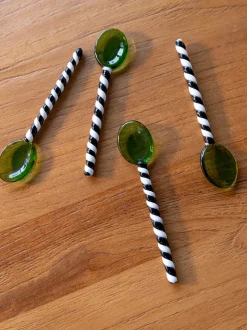 Set di 4 cucchiai in vetro borosilicato fatti a mano Duet