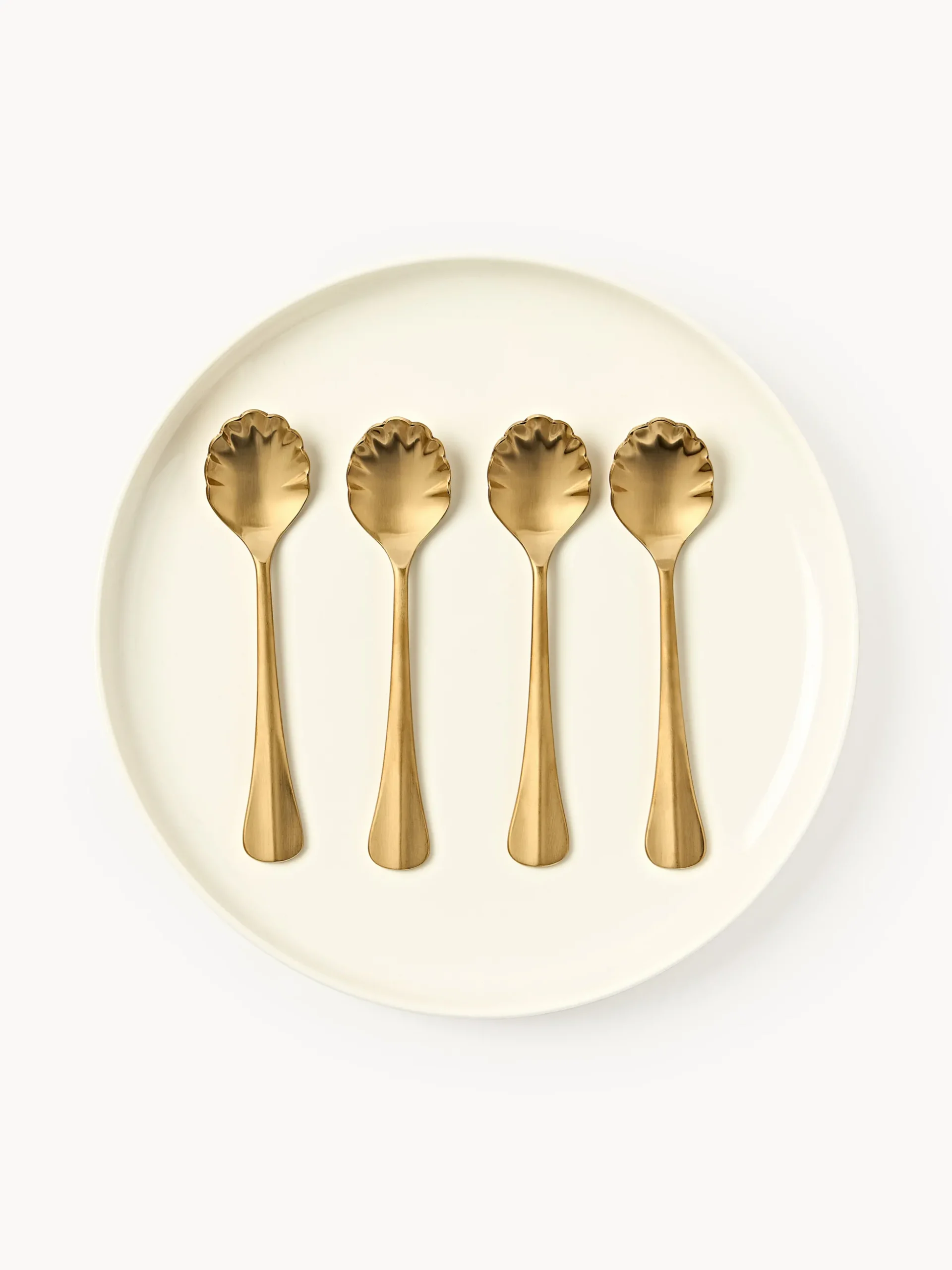 Set di 4 cucchiaini in acciaio inox spazzolato Ondine
