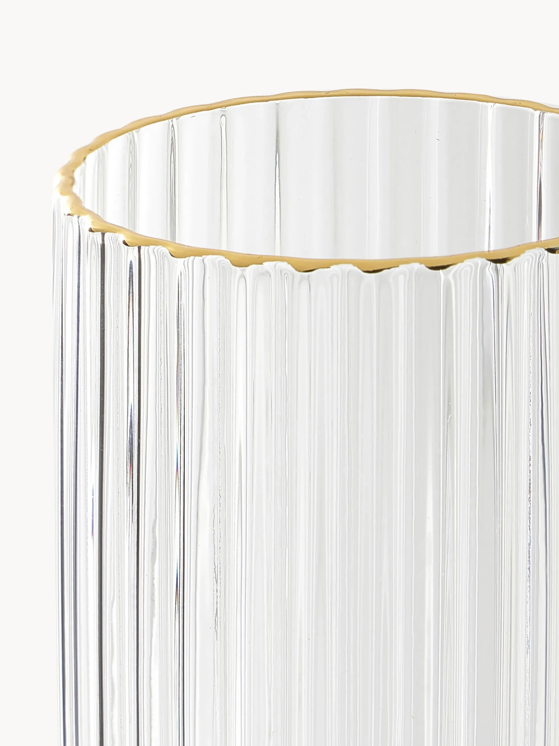 Set di 4 flute da champagne in vetro soffiato con bordo dorato Aleo