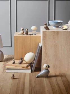 Set di 2 oggetti decorativi in legno di quercia Lovebirds