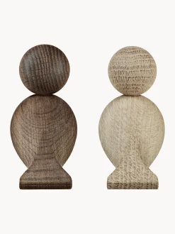 Set di 2 oggetti decorativi in legno di quercia Lovebirds