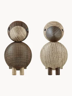 Set di 2 oggetti decorativi in legno di quercia Lovebirds