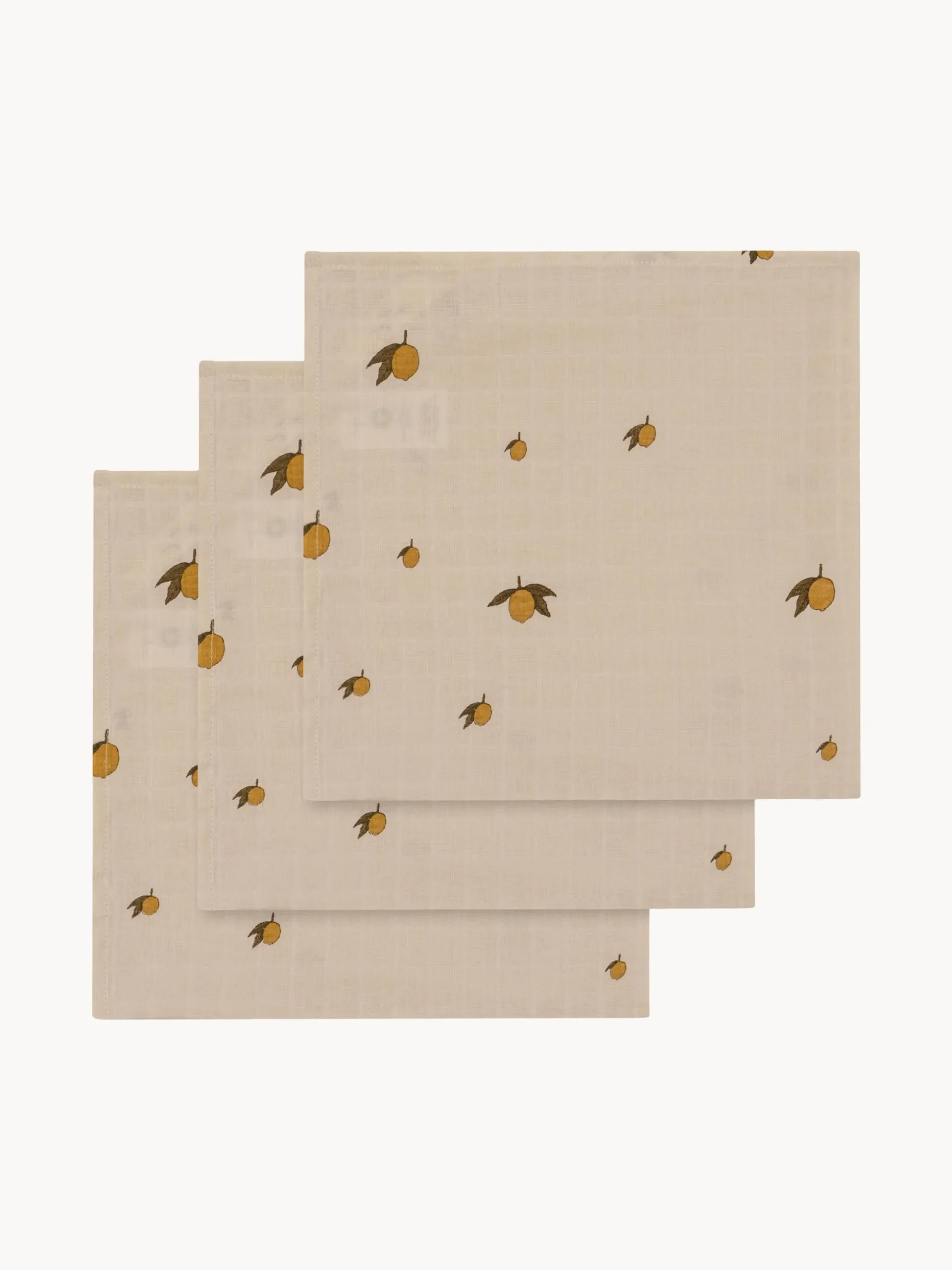 Set di 3 panni in mussola di cotone organico Lemon