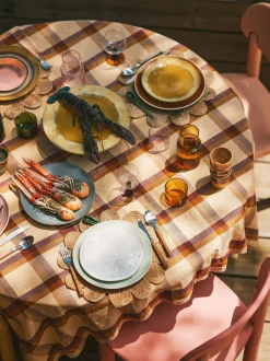 Set di 2 piatti da colazione fatti a mano con smalto reattivo 70's