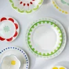 Set di 4 piatti da torta fatti a mano Folk