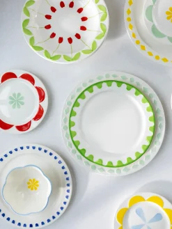 Set di 4 piatti da torta fatti a mano Folk