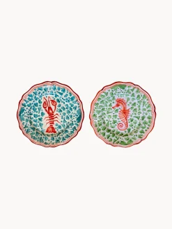 Set di 2 piatti dipinti a mano Menagerie, 1 persona