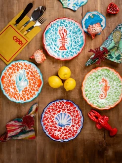 Set di 2 piatti dipinti a mano Menagerie, 1 persona