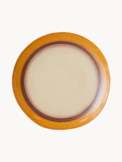 Set di 2 piatti piani fatti a mano con smalto reattivo 70's