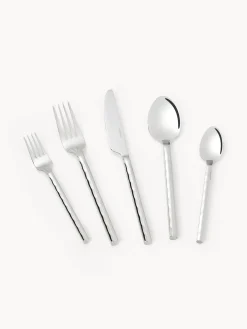 Set di 20 posate opache spazzolate con finitura martellata Miles, 4 persone