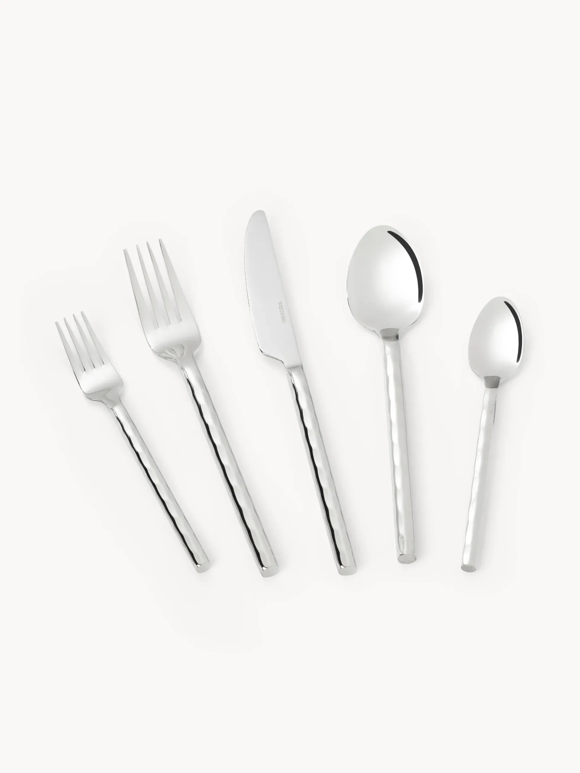 Set di 20 posate opache spazzolate con finitura martellata Miles, 4 persone