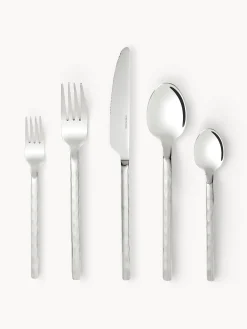 Set di 20 posate opache spazzolate con finitura martellata Miles, 4 persone