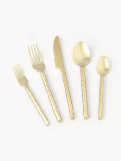 Set di 20 posate opache spazzolate con finitura martellata Miles, 4 persone