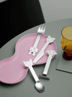 Set di 4 posate spazzolate opache per bambini Animal Friends