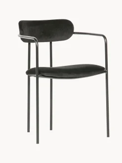 Set di 2 sedie con braccioli impilabili in velluto Elvy