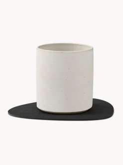 Set di 4 sottobicchieri in pelle fatti a mano dalla forma asimmetrica Curve
