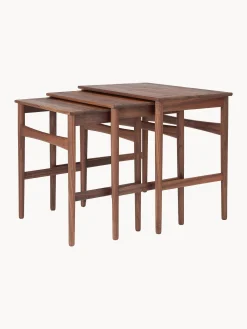 Set di 3 tavolini in legno di noce CH004