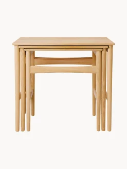 Set di 3 tavolini in legno di quercia CH004