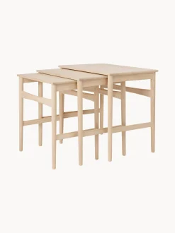 Set di 3 tavolini in legno di quercia CH004