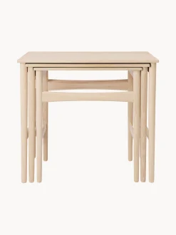 Set di 3 tavolini in legno di quercia CH004