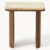 Set di 2 tavolini in legno di quercia con piano in travertino Chandler