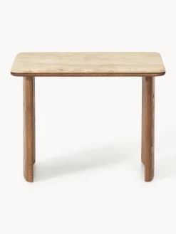 Set di 2 tavolini in legno di quercia con piano in travertino Chandler