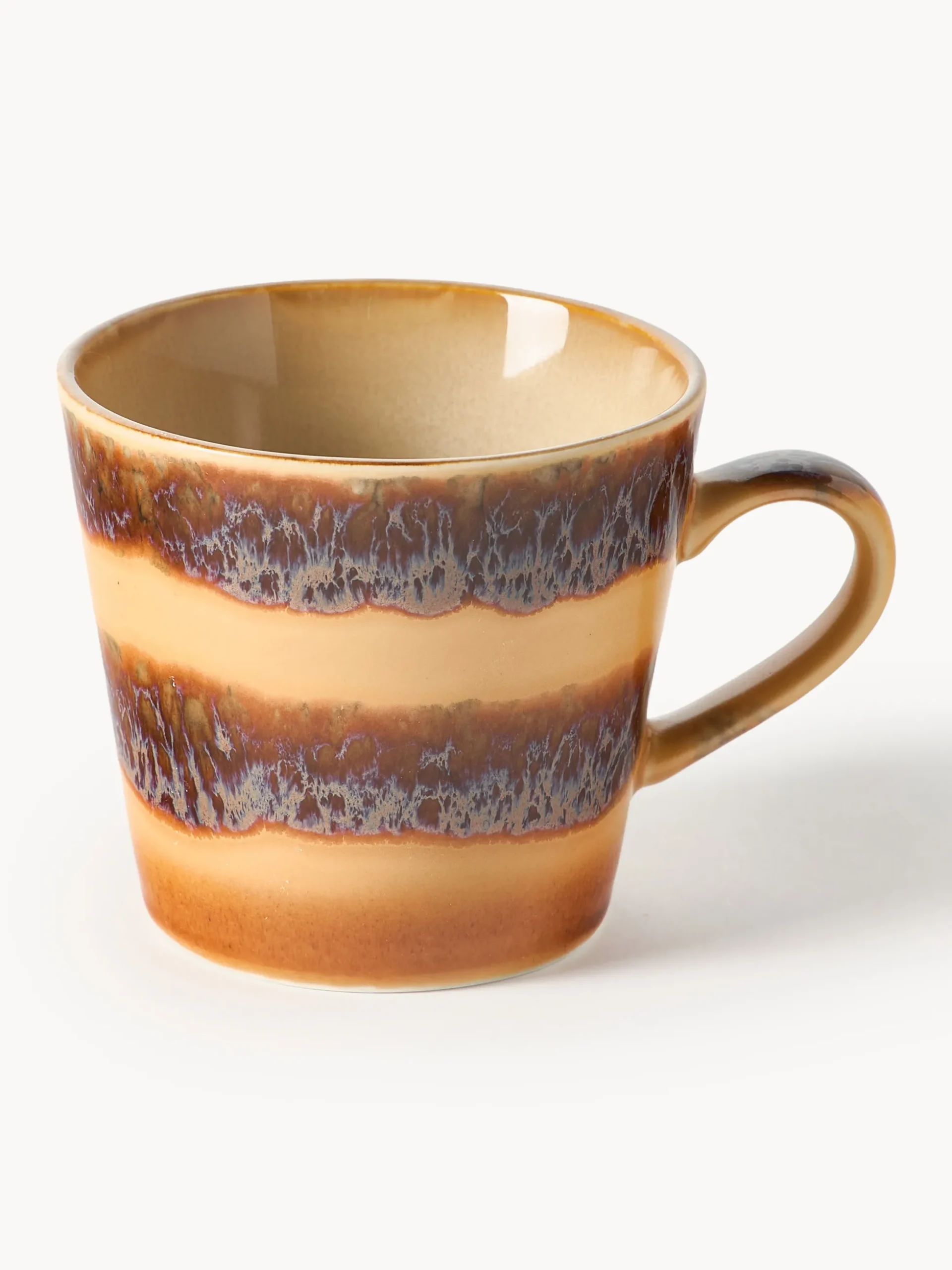 Set di 4 tazze fatte a mano con smalto reattivo 70's