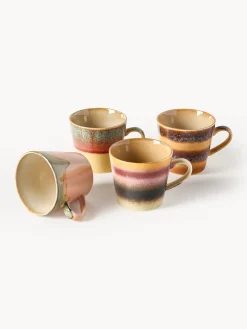Set di 4 tazze fatte a mano con smalto reattivo 70's