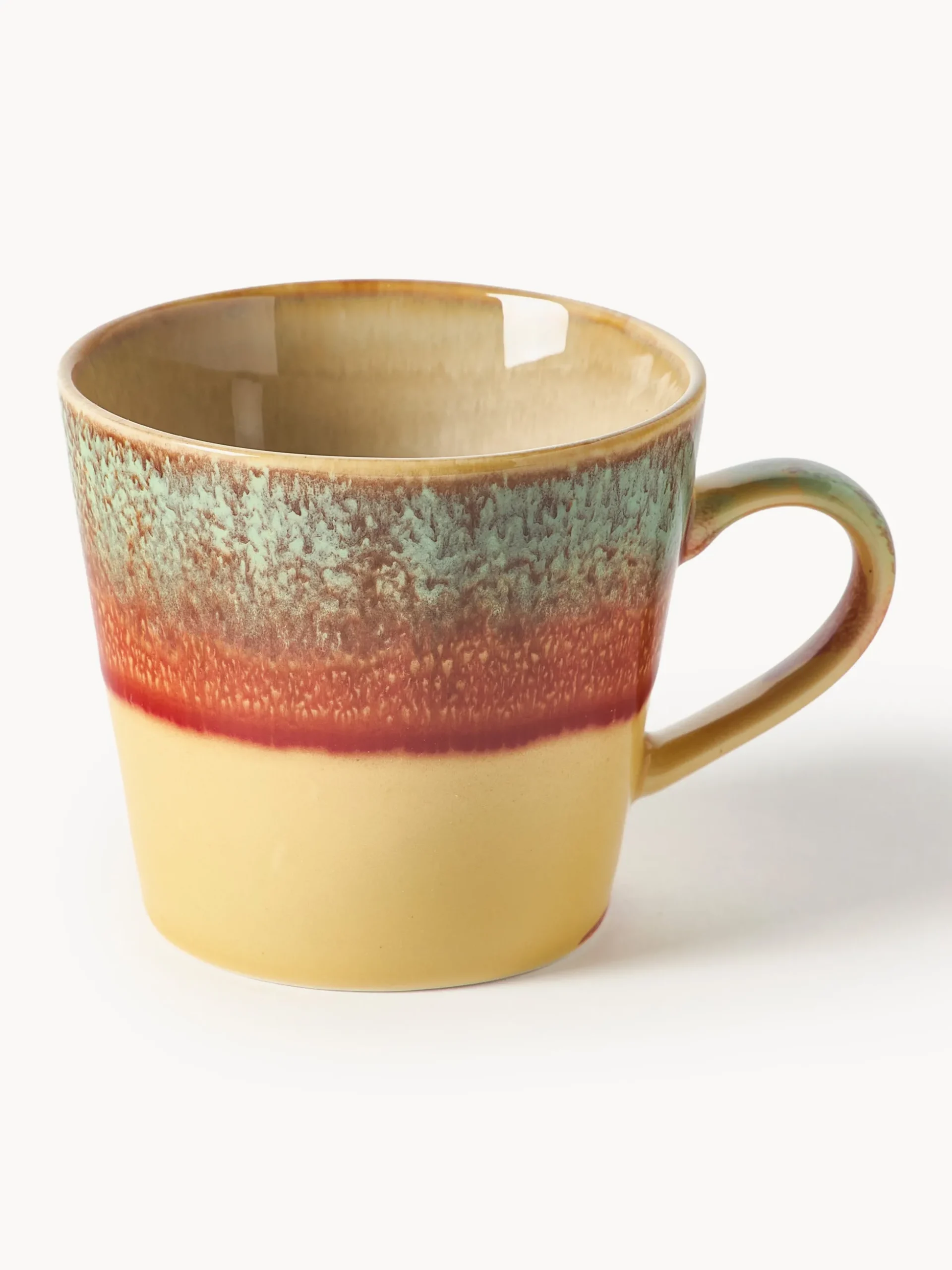 Set di 4 tazze fatte a mano con smalto reattivo 70's