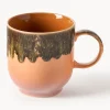 Set di 4 tazze fatte a mano con smalto reattivo 70's