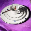 Set di 2 tazzina da caffè in porcellana fatte a mano con piattini e bordo in platino dipinto a mano Vitruv 2 pz