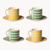Set di 4 tazzine con piattino Chess