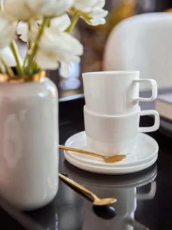 Set di 6 tazzine da caffè con piattino in Fine Bone China Oco