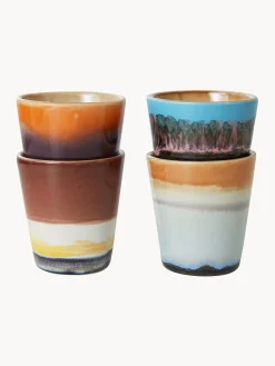 Set di 4 tazzine da espresso fatte a mano con smalto reattivo 70's