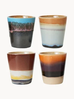 Set di 4 tazzine da espresso fatte a mano con smalto reattivo 70's