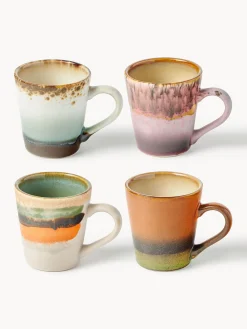 Set di 4 tazzine da espresso fatte a mano con smalto reattivo 70's