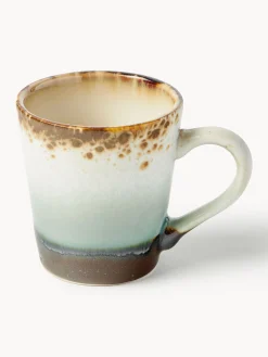 Set di 4 tazzine da espresso fatte a mano con smalto reattivo 70's