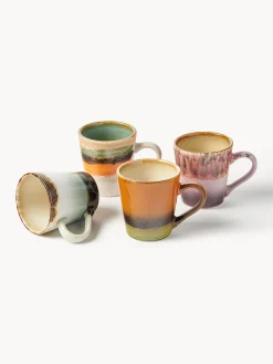 Set di 4 tazzine da espresso fatte a mano con smalto reattivo 70's